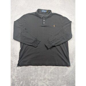 Polo Ralph Lauren Polo Shirt Men XL Black Classic Long Sleeve Casual Golf Preppy